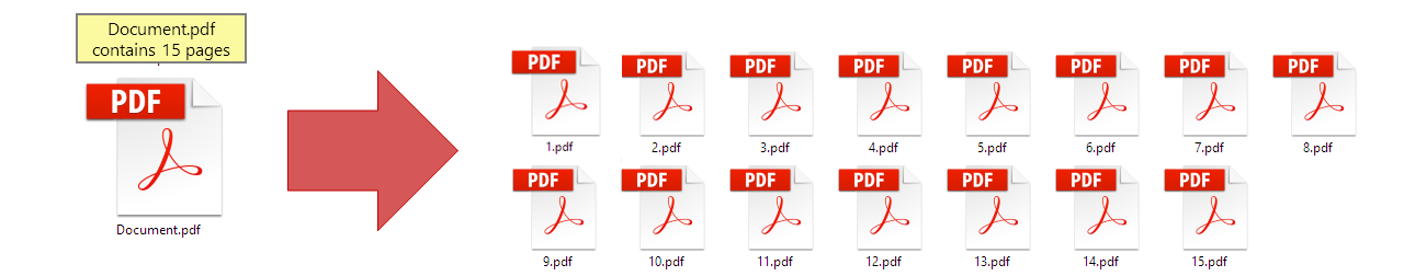 The software extracts every page from PDF into separate single-page PDF files